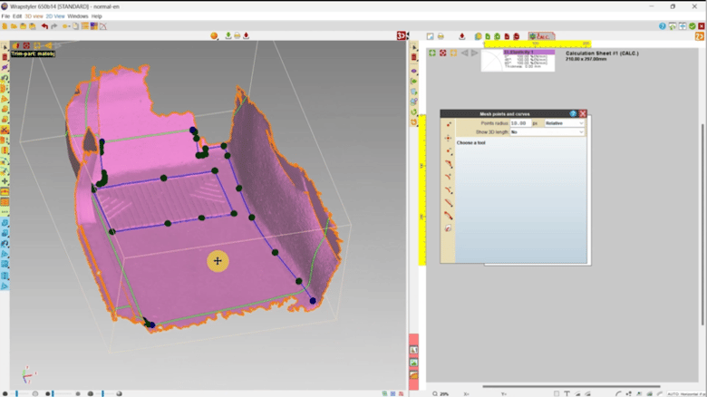 Cutting the mesh in Wrapstyler 3D Scanning