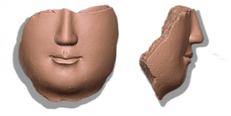 3D digital scanning of a incomplete clay Buddha face