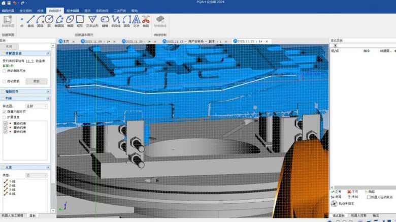 A screenshot from the client’s robot motion planning software.