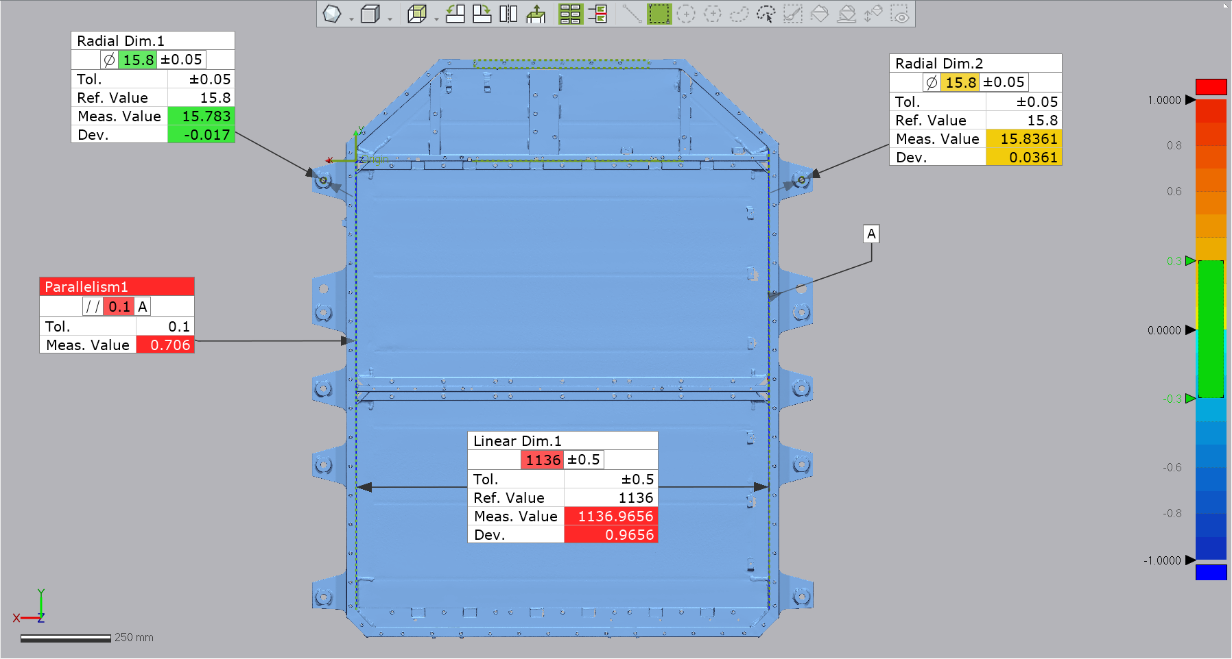 Figure 4 – Battery Tray Inspection in Geomagic Control X