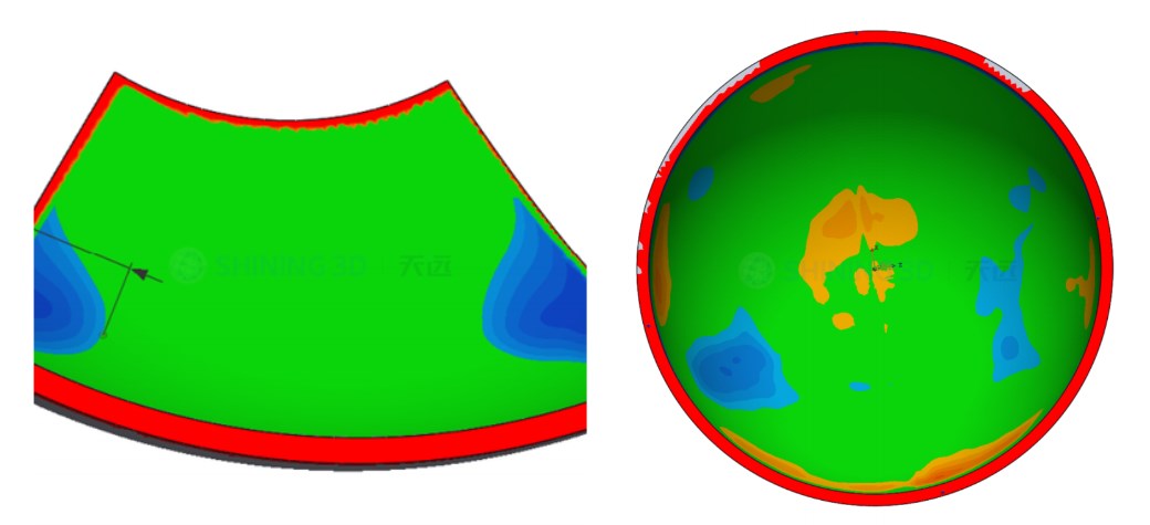 3D inspection result of different workpieces.