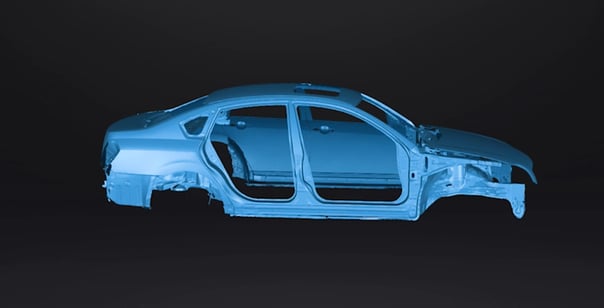 Données 3D de la caisse en blanc obtenues avec le FreeScan Trak Pro2