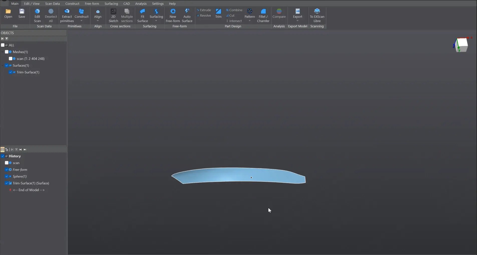 Hull side data after reverse engineering in EXModel