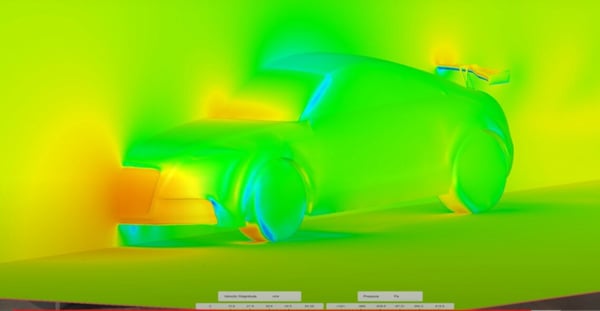 Run CFD simulations to test the racing car’s performance