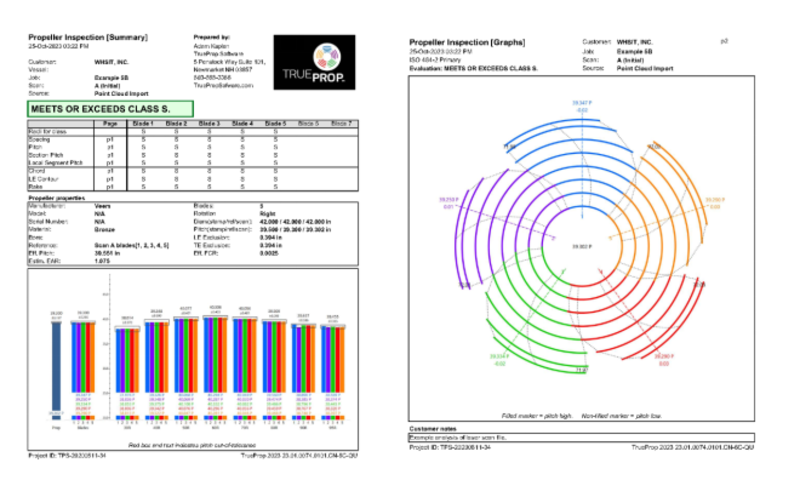 Sample report from TrueProp Software using a 3D scanned propeller.