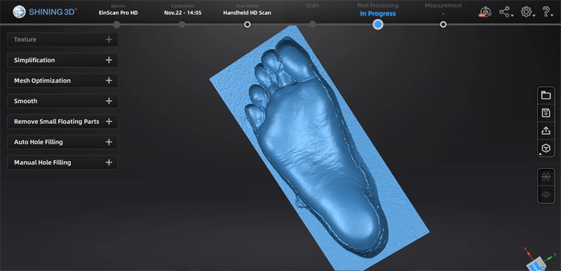 Scan the foam with footprint