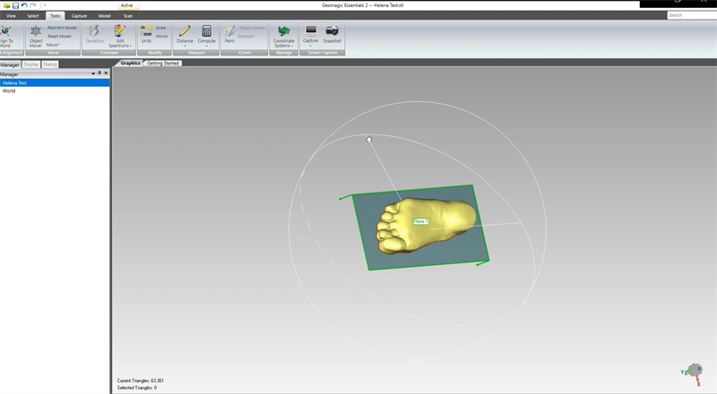 Scanned data of the foam with footprint