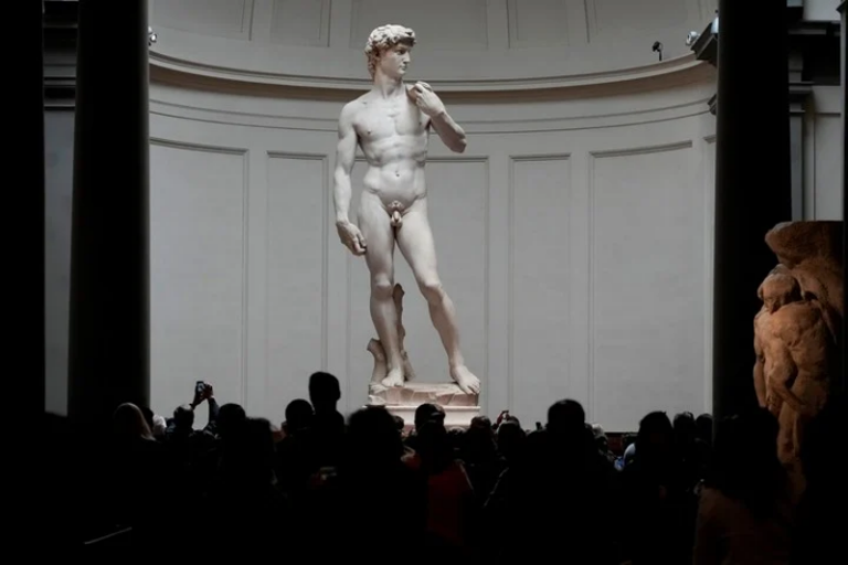 The original David by Michelangelo in the Accademia Gallery in Florence, Italy.