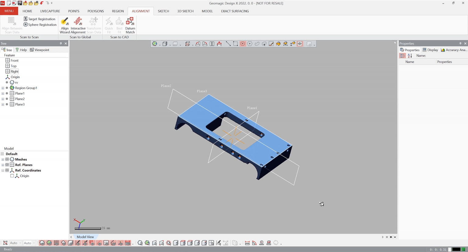 The plane created in Geomagic Design X