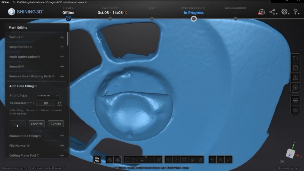 scanning data after filling holes-not the right shape