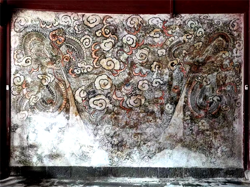 The left side of the mural before its restoration.