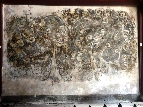 The right side of the mural before its restoration.